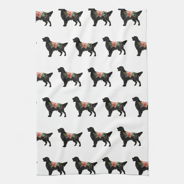 Golden Retriever Dog Breed Bohemian Floral Tea Towel (Vertical)