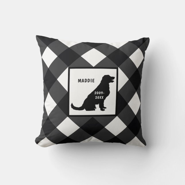Golden Retriever Dog Breed Buffalo Check Memorial Cushion (Front)