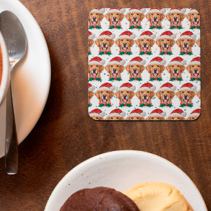 Golden Retriever Dog Breed Christmas Square Paper Coaster