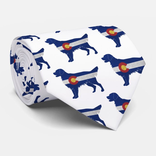 Golden Retriever Dog Breed Colorado Flag Tie (Rolled)