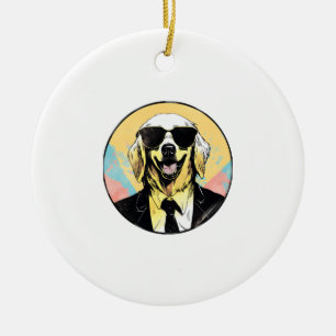 Golden Retriever Dog Businessman   Ceramic Ornament