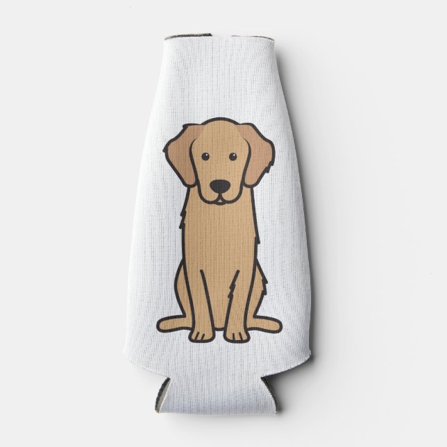 Golden Retriever Dog Cartoon Bottle Cooler (Front)