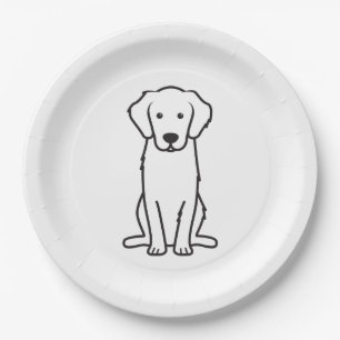 Golden Retriever Dog Cartoon Paper Plate