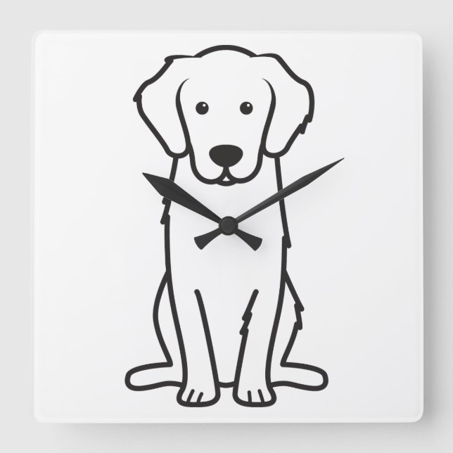 Golden Retriever Dog Cartoon Square Wall Clock (Front)