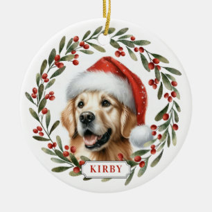 Golden Retriever Dog Ceramic Circle Ornament