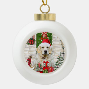 Golden Retriever Dog Christmas Ceramic Ball Christmas Ornament