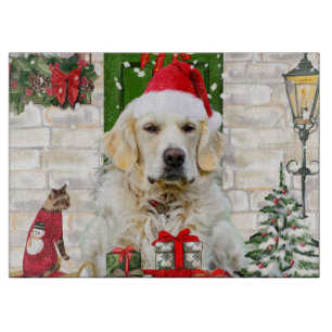 Golden Retriever Dog Christmas  Cutting Board