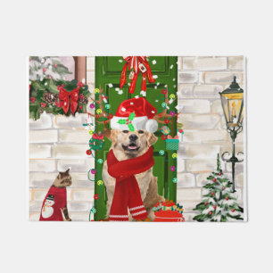 Golden Retriever Dog Christmas  Doormat
