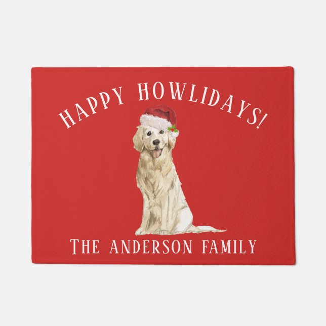 Golden Retriever Dog Christmas Doormat (Front)