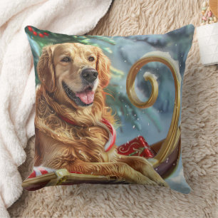 Golden Retriever Dog Christmas Festive  Cushion