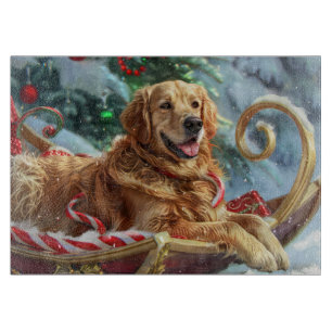 Golden Retriever Dog Christmas Festive Cutting Board