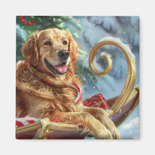 Golden Retriever Dog Christmas Festive  Magnet