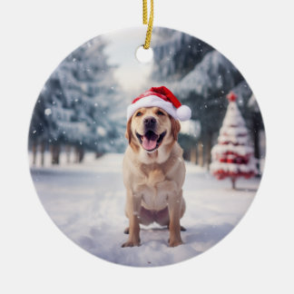 Golden Retriever Dog Christmas Keepsake Ceramic Ornament