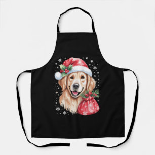 Golden Retriever Dog Christmas Light Holiday Party Apron