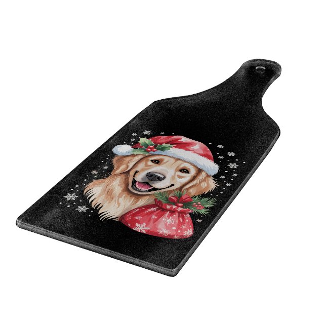 Golden Retriever Dog Christmas Light Holiday Party Cutting Board (Corner)
