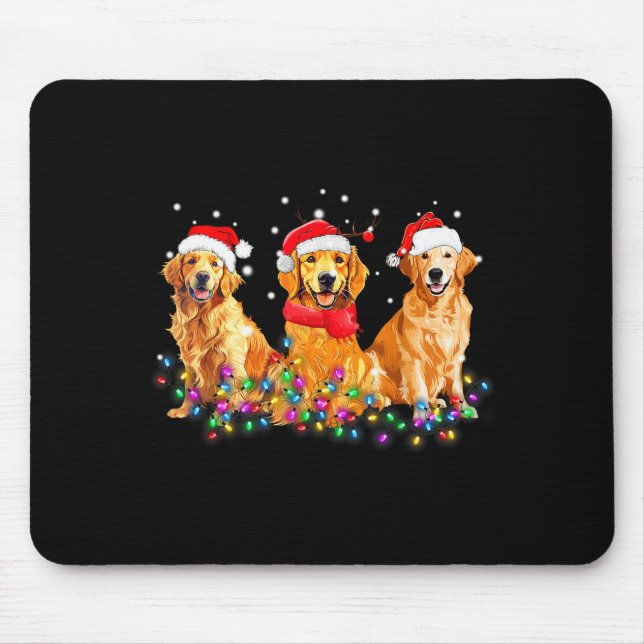 Golden Retriever Dog Christmas Lights Cute Matchin Mouse Pad (Front)