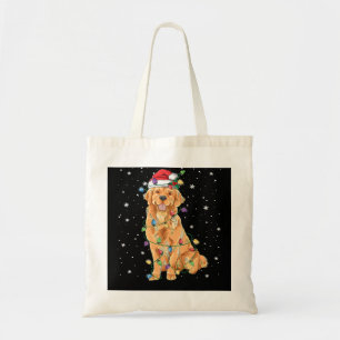 Golden Retriever Dog Christmas Lights Santa Hat Do Tote Bag