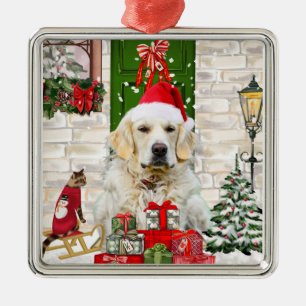 Golden Retriever Dog Christmas Metal Ornament