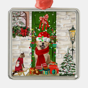 Golden Retriever Dog Christmas Metal Ornament