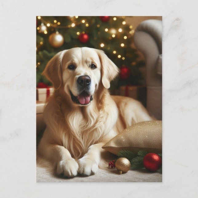 Golden Retriever Dog  Christmas  Postcard (Front)