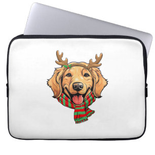 Golden Retriever Dog Christmas Reindeer Santa Hat Laptop Sleeve