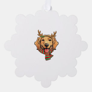 Golden Retriever Dog Christmas Reindeer Santa Hat Tree Decoration Card