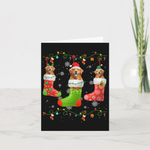 Golden Retriever Dog Christmas Socks Lights Puppy Card