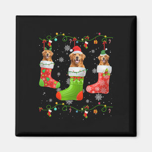 Golden Retriever Dog Christmas Socks Lights Puppy Magnet