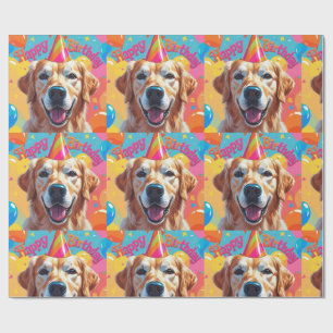 Golden Retriever Dog Colourful Wrapping Paper