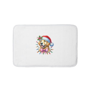 Golden Retriever Dog Coquette Bow Christmas Matchi Bath Mat