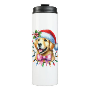 Golden Retriever Dog Coquette Bow Christmas Matchi Thermal Tumbler