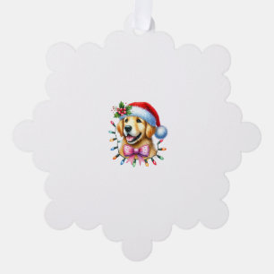 Golden Retriever Dog Coquette Bow Christmas Matchi Tree Decoration Card