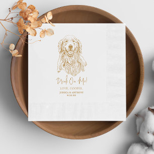 Golden Retriever Dog Custom Hand Drawing Wedding Napkin