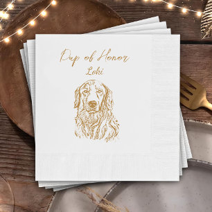 Golden Retriever Dog Custom Hand Drawing Wedding Napkin