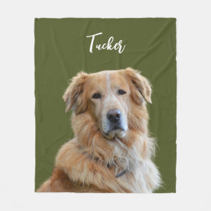 Golden Retriever Dog, Custom Photo and Name,Pet Fleece Blanket