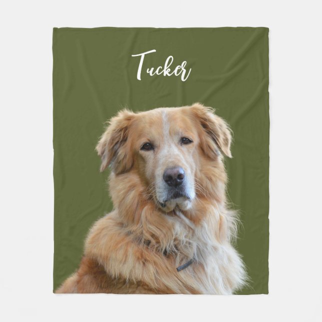 Golden Retriever Dog, Custom Photo and Name,Pet Fleece Blanket (Front)