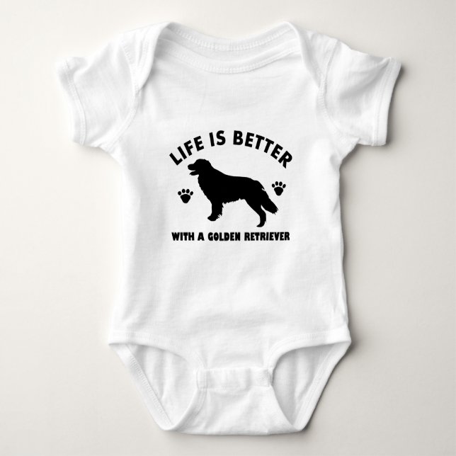 golden-retriever dog design baby bodysuit (Front)