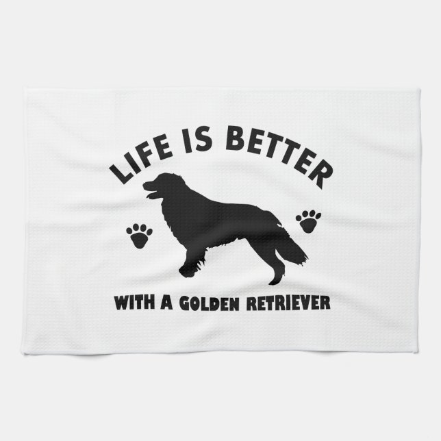 golden-retriever dog design tea towel (Horizontal)