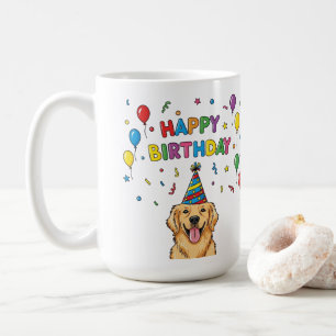 Golden Retriever Dog Doodle Happy Birthday Coffee Mug