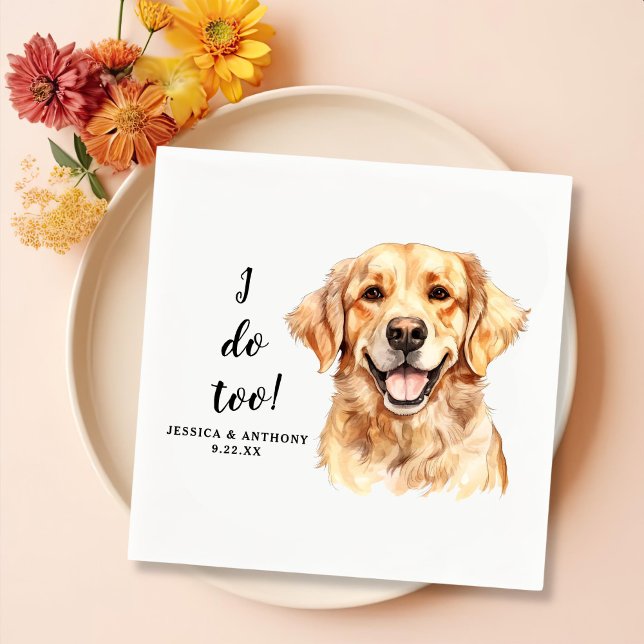 Golden Retriever Dog Drawing Personalised I Do Too Napkin (Creator Uploaded)