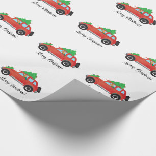 Golden Retriever Dog Driving a Car - Tree on Top Wrapping Paper