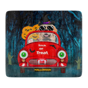 Golden Retriever Dog Driving Car Scary Halloween Cutting Board