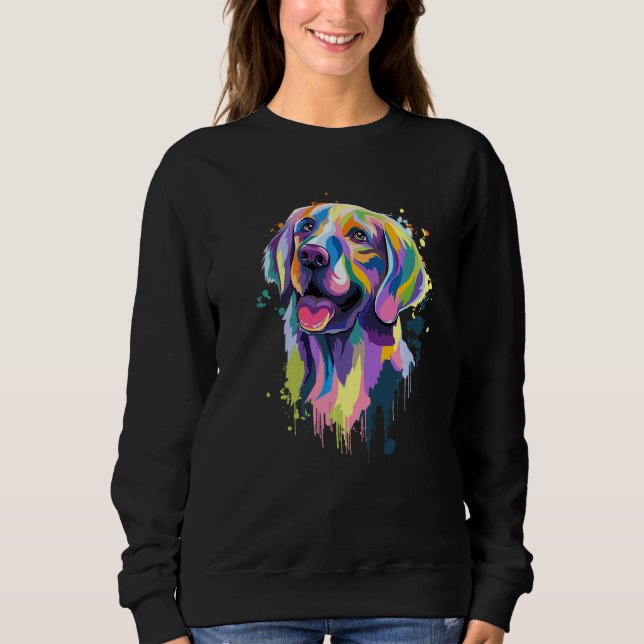 Golden Retriever Dog Face Watercolor Colorful Pop  Sweatshirt (Front)