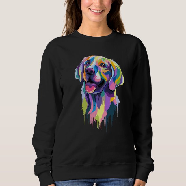 Golden Retriever Dog Face Watercolor Colorful Pop Sweatshirt (Front)