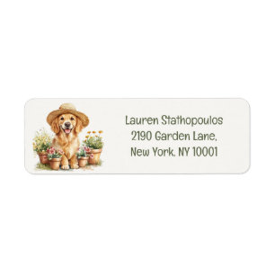 Golden Retriever Dog Gardening Flower Pots Return Address Label
