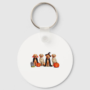 Golden Retriever Dog Ghost Mummy Pumpkin Halloween Key Ring