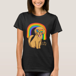 Golden Retriever Dog Glasses Lgbt Rainbow Flag Pri T-Shirt