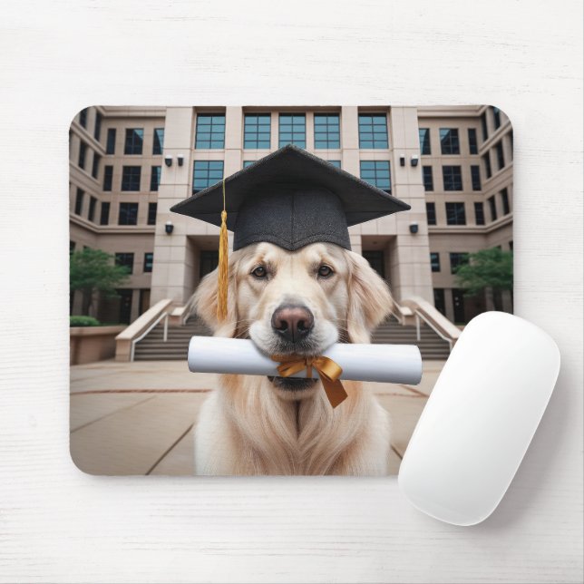 Golden Retriever Dog Graduate Mouse Pad (With Mouse)
