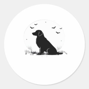 Golden Retriever Dog � Halloween Moon Silhouette O Classic Round Sticker