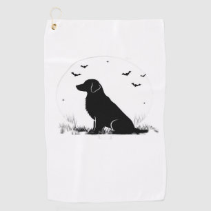 Golden Retriever Dog – Halloween Moon Silhouette O Golf Towel